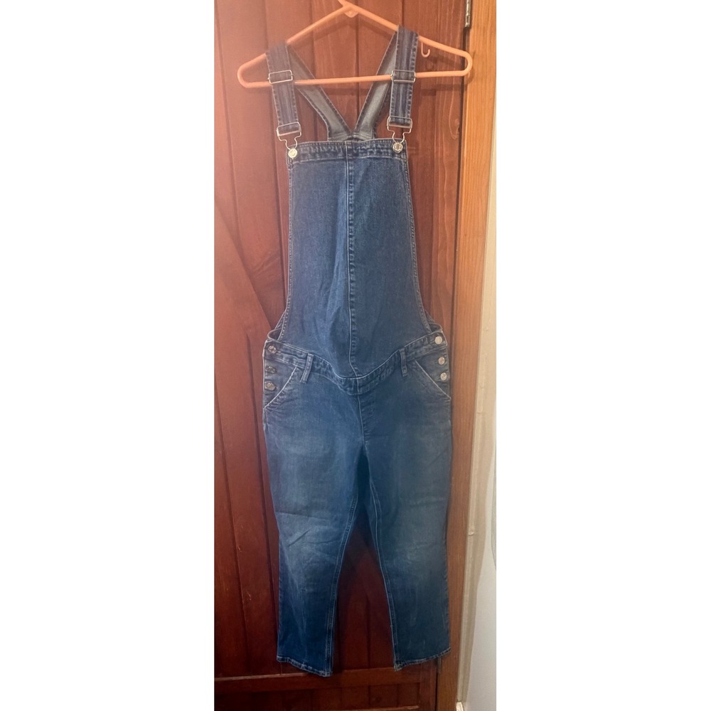 Gap Maternity Denim Overalls Medium Wash Blue Straight Leg Bib Pocket Womens S